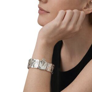 SeidenGang Designer Sterling Silver Panel Bracelet with CZ Accents Vintage